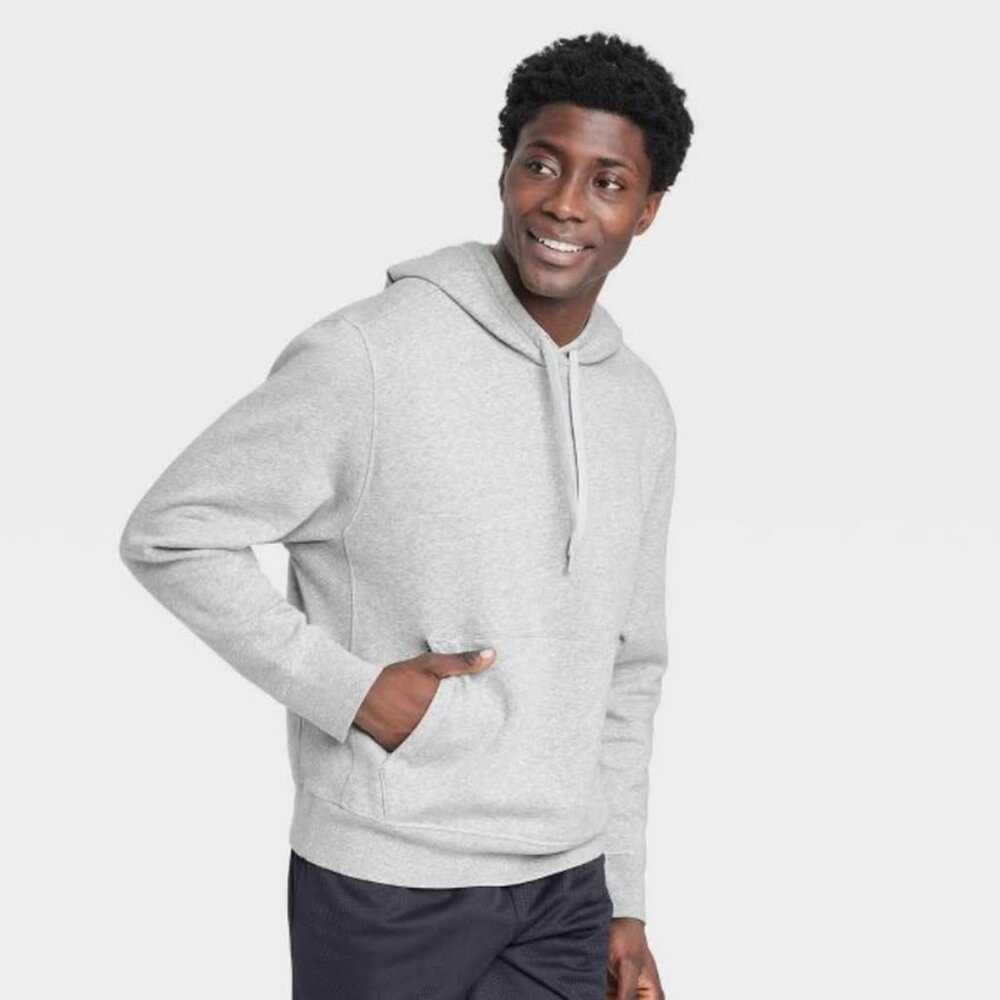 Men’s Cotton Fleece Hooded Sweatshirt-all in motion-Gray-Small